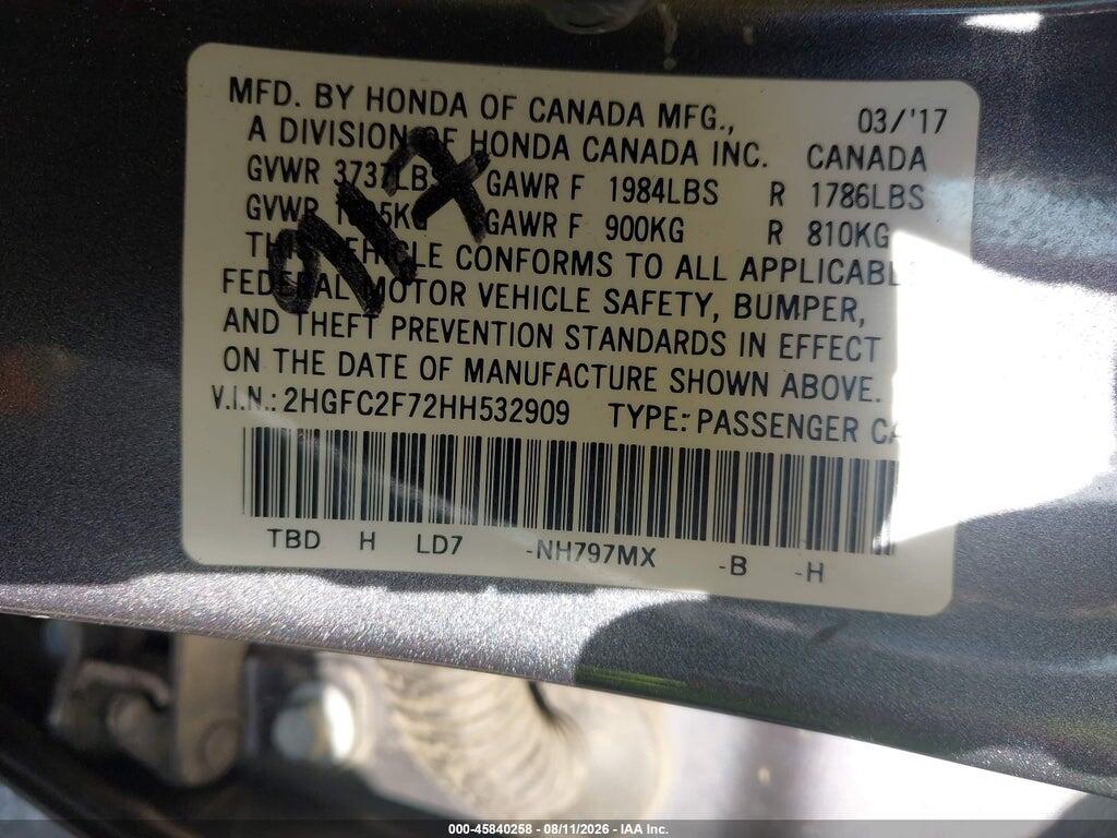 2HGFC2F72HH532909 2017 HONDA CIVIC photo no. 9