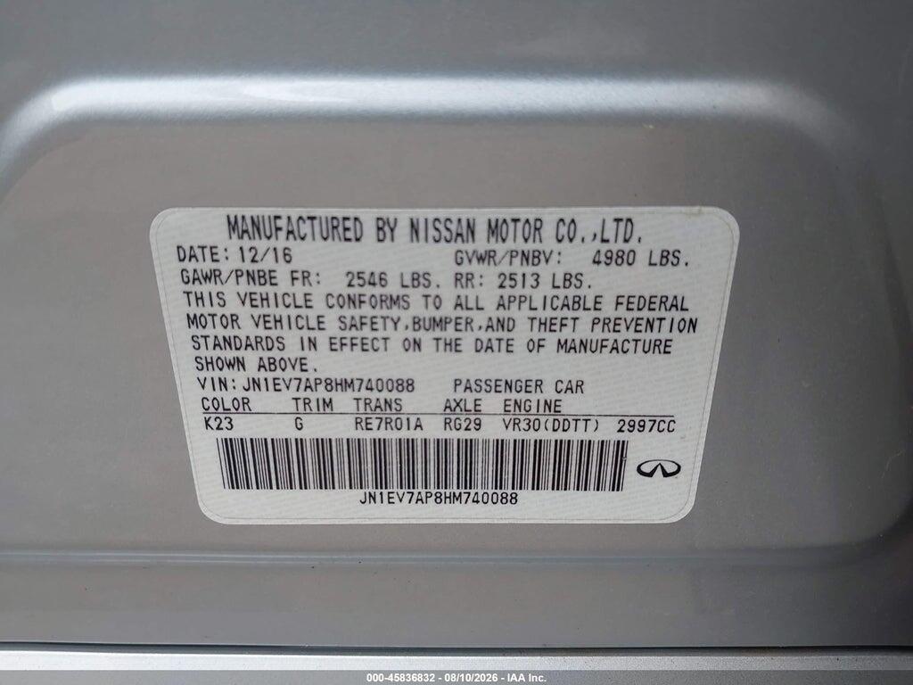 JN1EV7AP8HM740088 2017 INFINITI Q50 photo no. 9