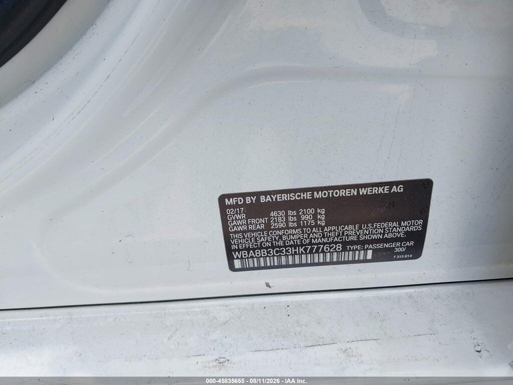 WBA8B3C33HK777628 2017 BMW 340I photo no. 9