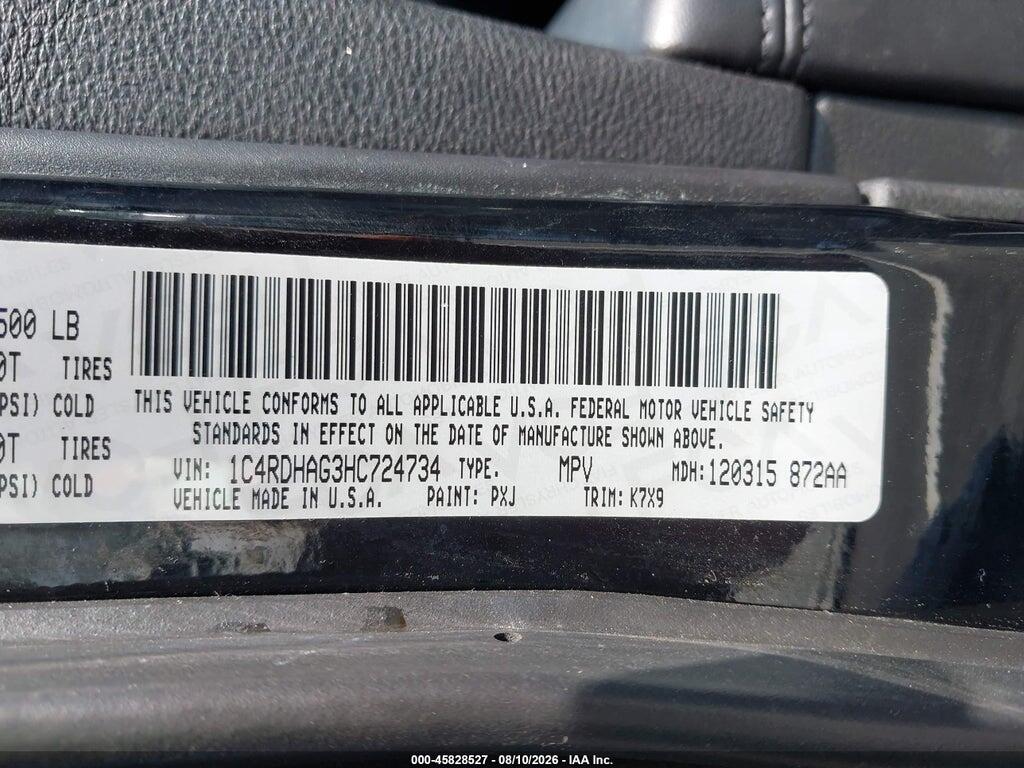 1C4RDHAG3HC724734 2017 DODGE DURANGO photo no. 9