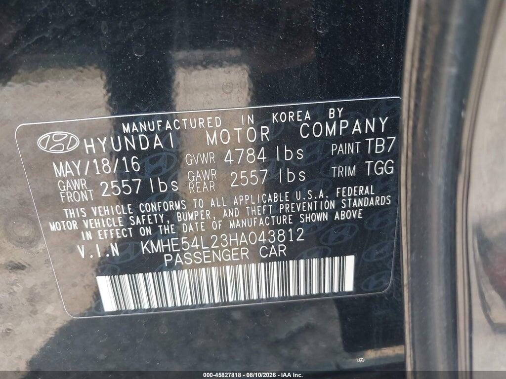 KMHE54L23HA043812 2017 HYUNDAI SONATA PLUG-IN HYBRID photo no. 9
