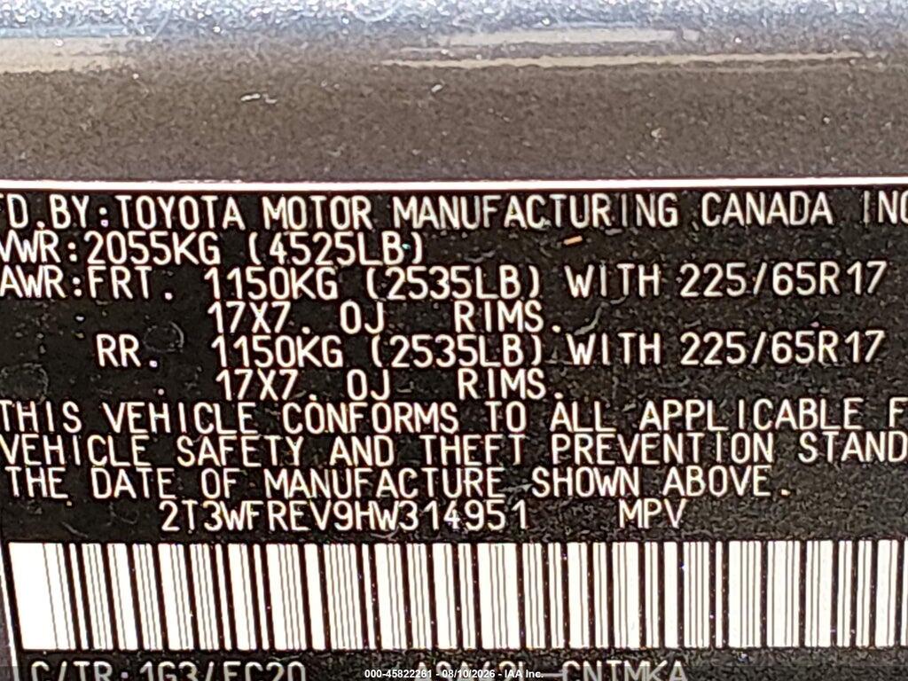 2T3WFREV9HW314951 2017 TOYOTA RAV4 photo no. 9