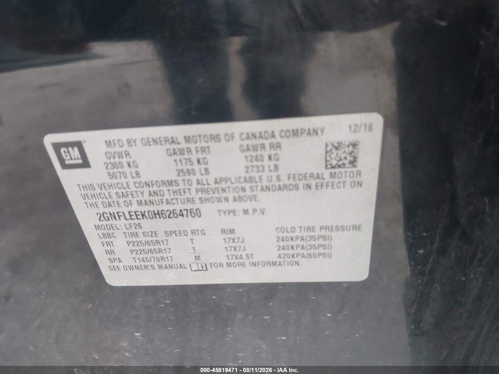 2GNFLEEK0H6264760 2017 CHEVROLET EQUINOX photo no. 9