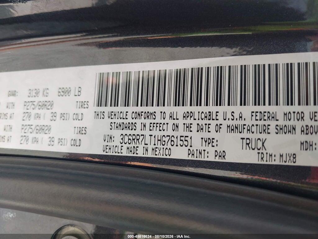 3C6RR7LT1HG761551 2017 RAM 1500 photo no. 9