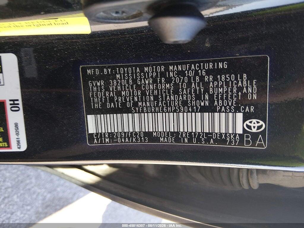 5YFBURHE6HP590417 2017 TOYOTA COROLLA photo no. 9