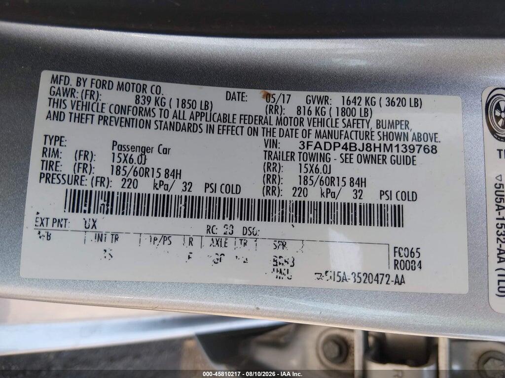 3FADP4BJ8HM139768 2017 FORD FIESTA photo no. 9