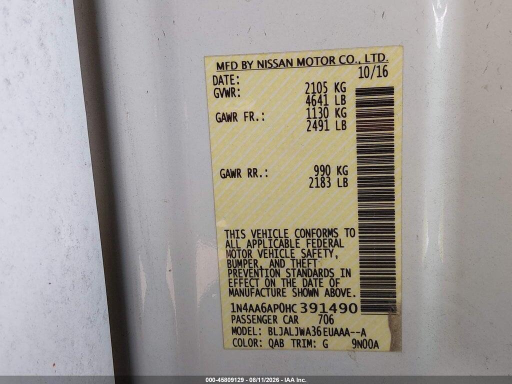 1N4AA6AP0HC391490 2017 NISSAN MAXIMA photo no. 9