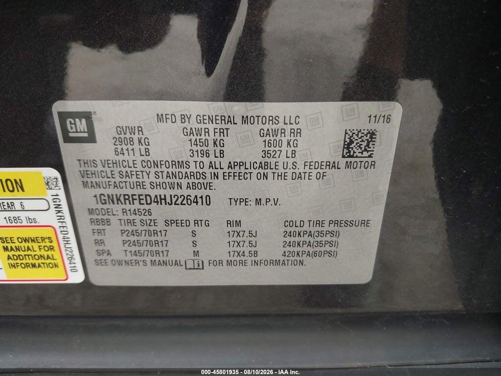 1GNKRFED4HJ226410 2017 CHEVROLET TRAVERSE photo no. 9