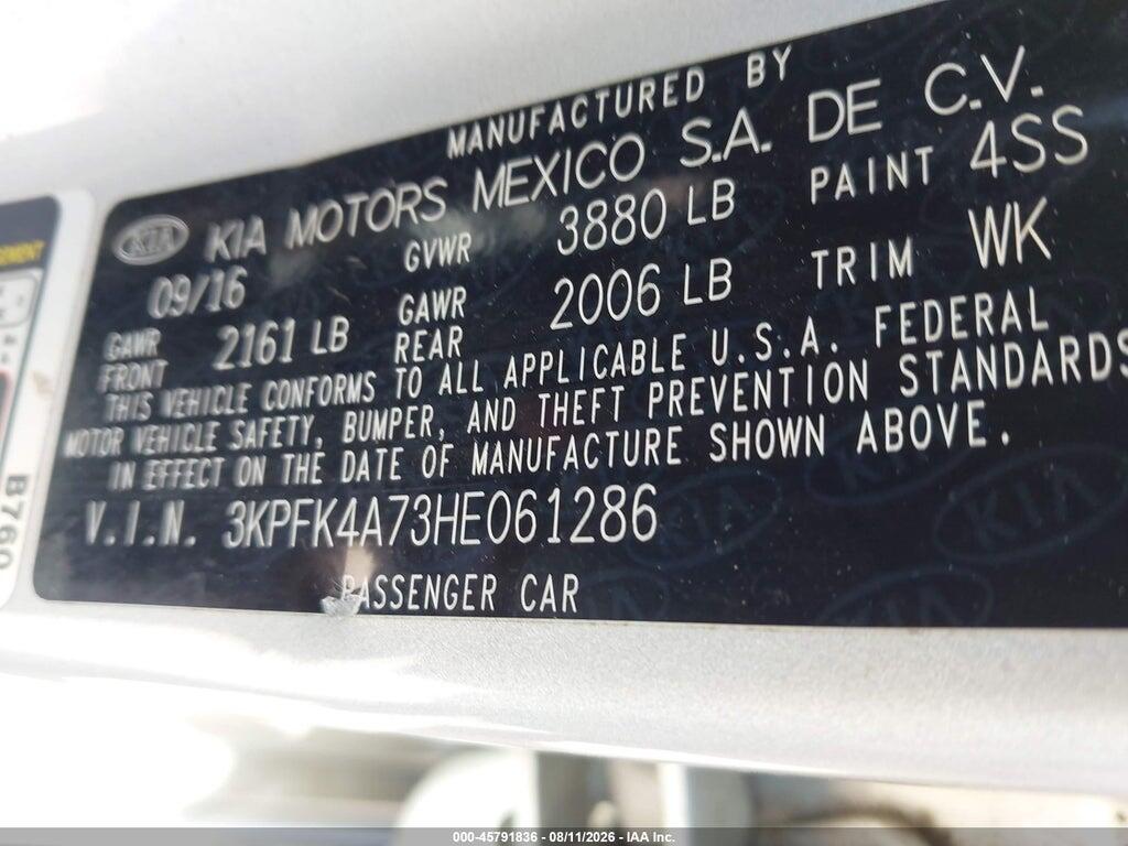 3KPFK4A73HE061286 2017 KIA FORTE photo no. 9