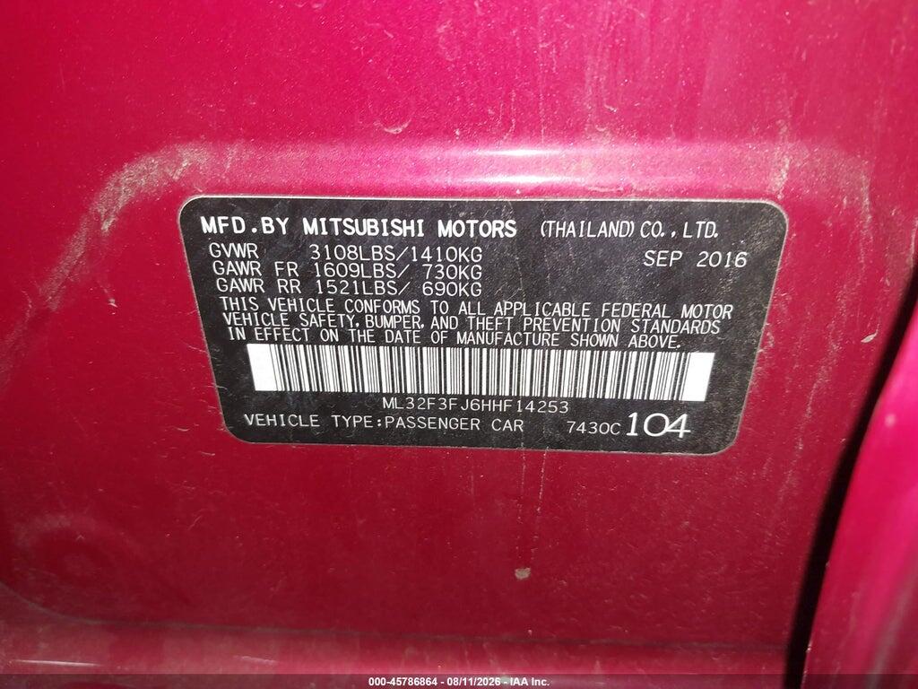 ML32F3FJ6HHF14253 2017 MITSUBISHI MIRAGE G4 photo no. 9