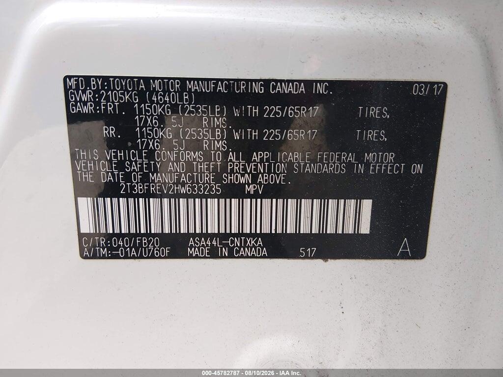 2T3BFREV2HW633235 2017 TOYOTA RAV4 photo no. 9