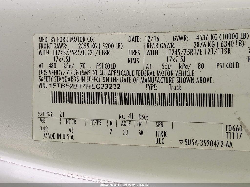 1FTBF2BT7HEC33222 2017 FORD F-250 photo no. 9