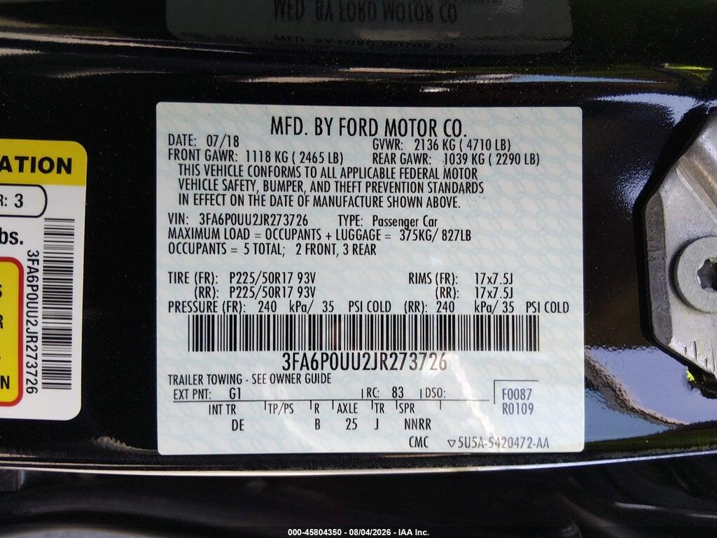 3FA6P0UU2JR273726 2018 FORD FUSION HYBRID photo no. 9