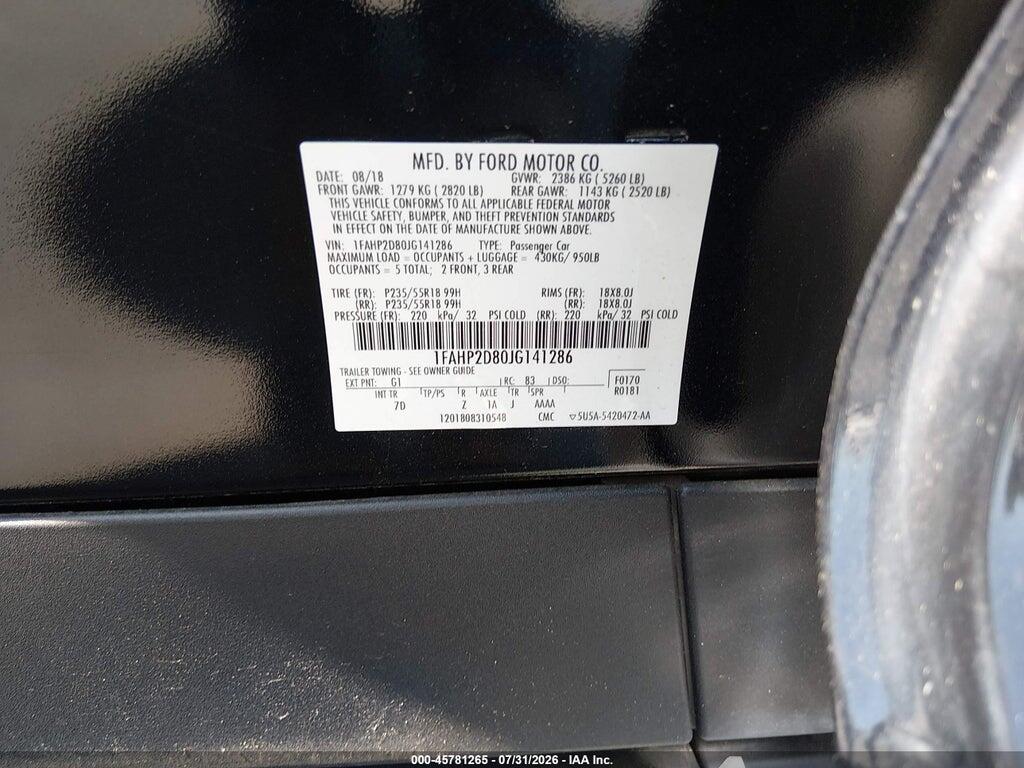 1FAHP2D80JG141286 2018 FORD TAURUS photo no. 9