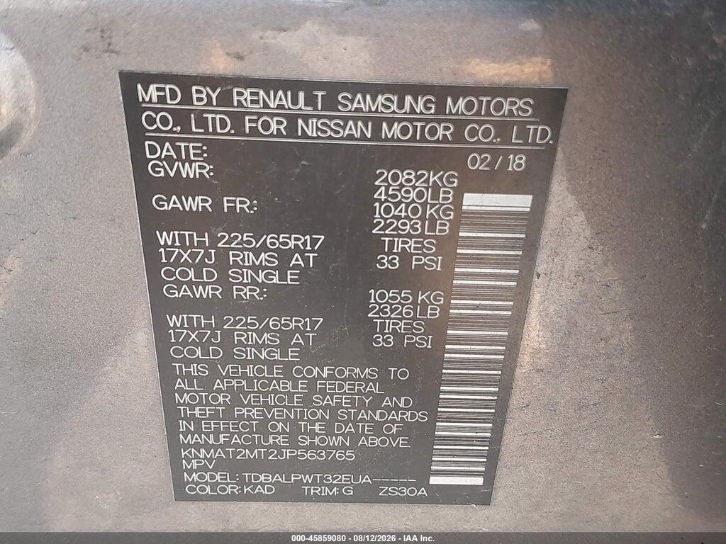 KNMAT2MT2JP563765 2018 NISSAN ROGUE photo no. 9