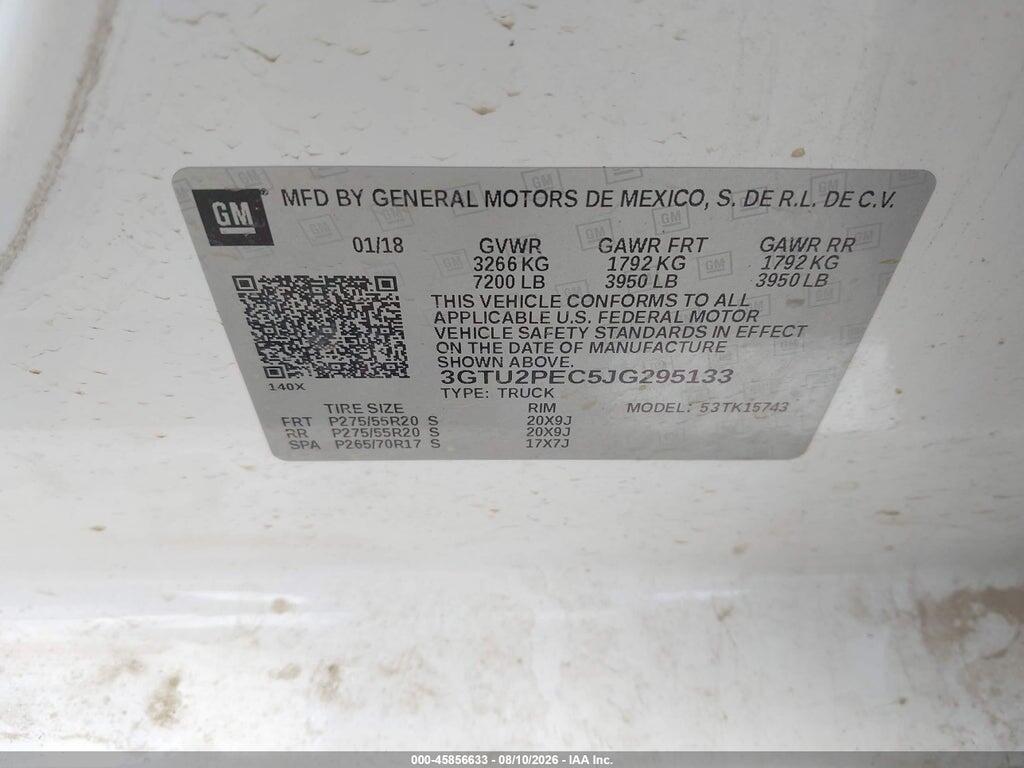 3GTU2PEC5JG295133 2018 GMC SIERRA 1500 photo no. 9