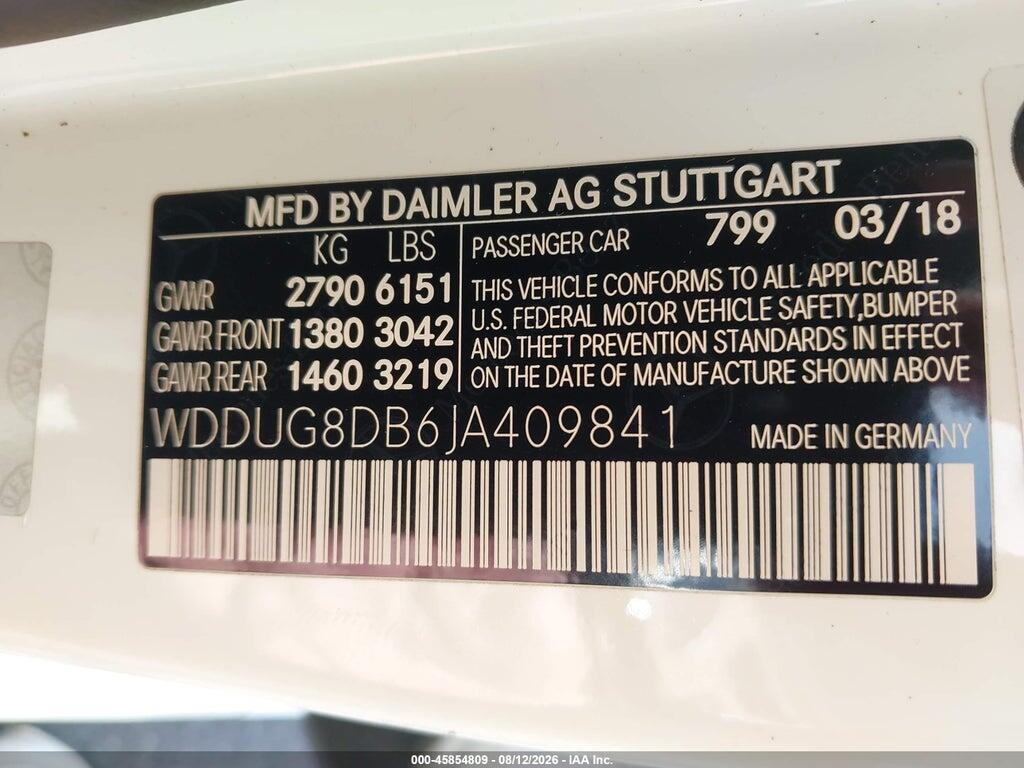 WDDUG8DB6JA409841 2018 MERCEDES-BENZ S 560 photo no. 9