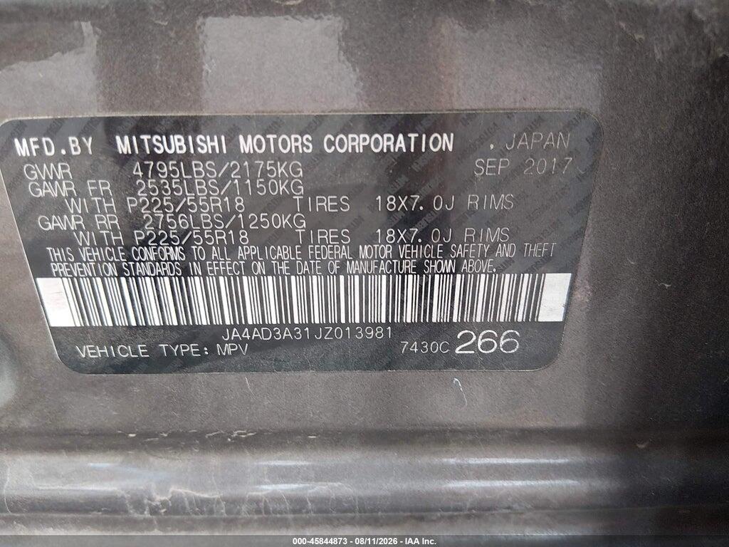 JA4AD3A31JZ013981 2018 MITSUBISHI OUTLANDER photo no. 9