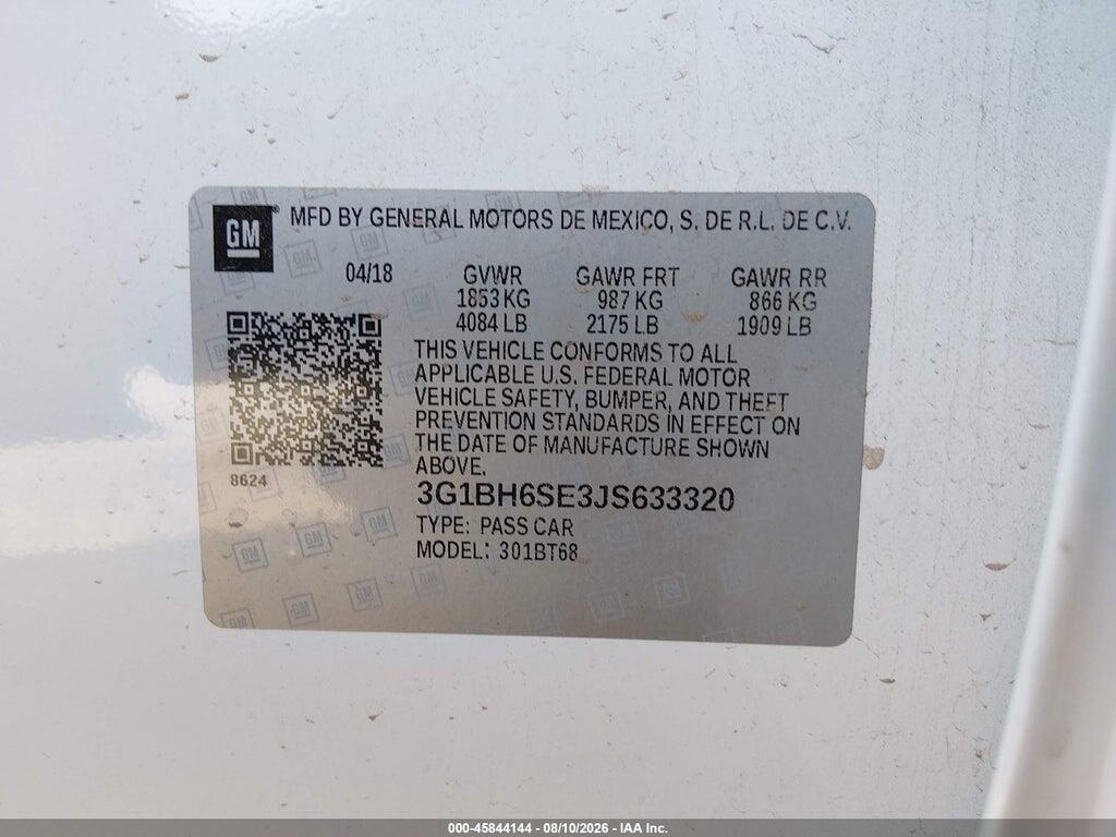 3G1BH6SE3JS633320 2018 CHEVROLET CRUZE photo no. 9