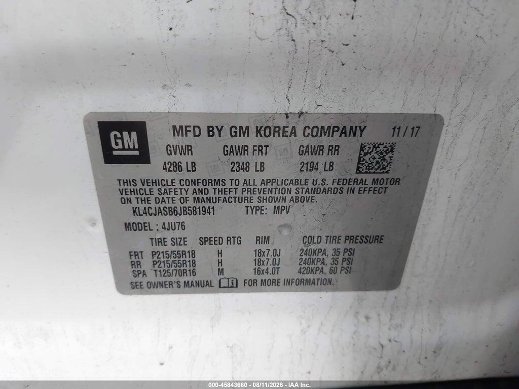 KL4CJASB6JB581941 2018 BUICK ENCORE photo no. 9