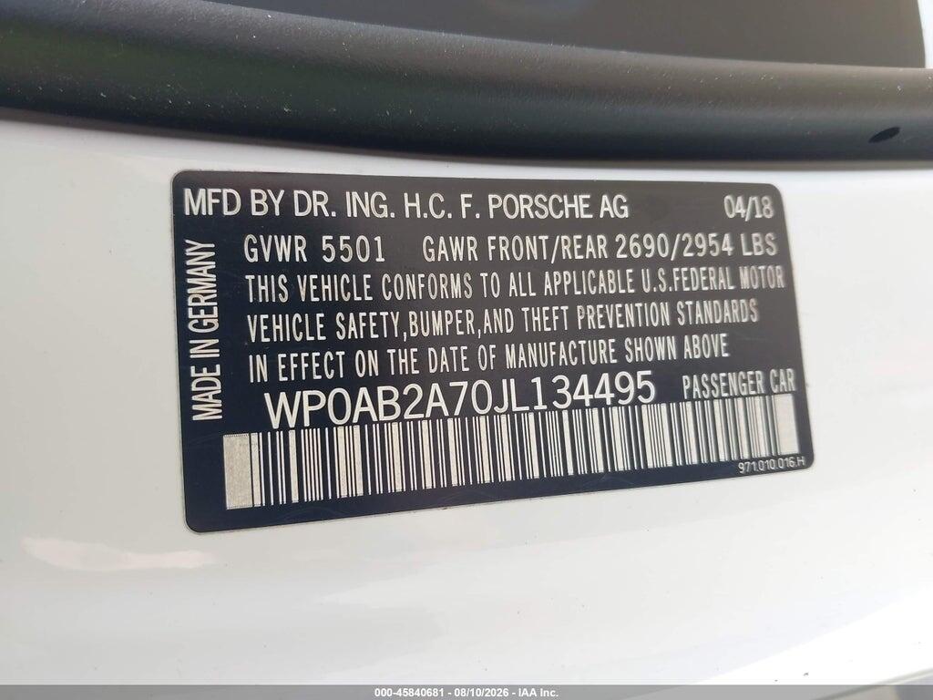 WP0AB2A70JL134495 2018 PORSCHE PANAMERA photo no. 9