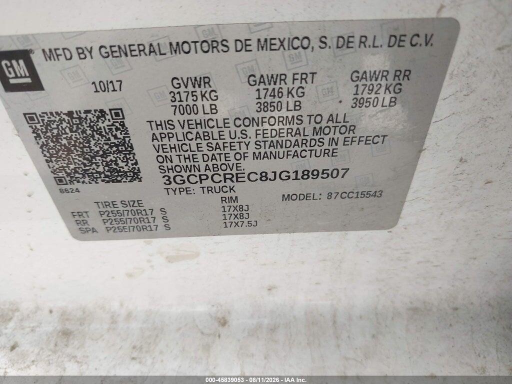 3GCPCREC8JG189507 2018 CHEVROLET SILVERADO 1500 photo no. 9