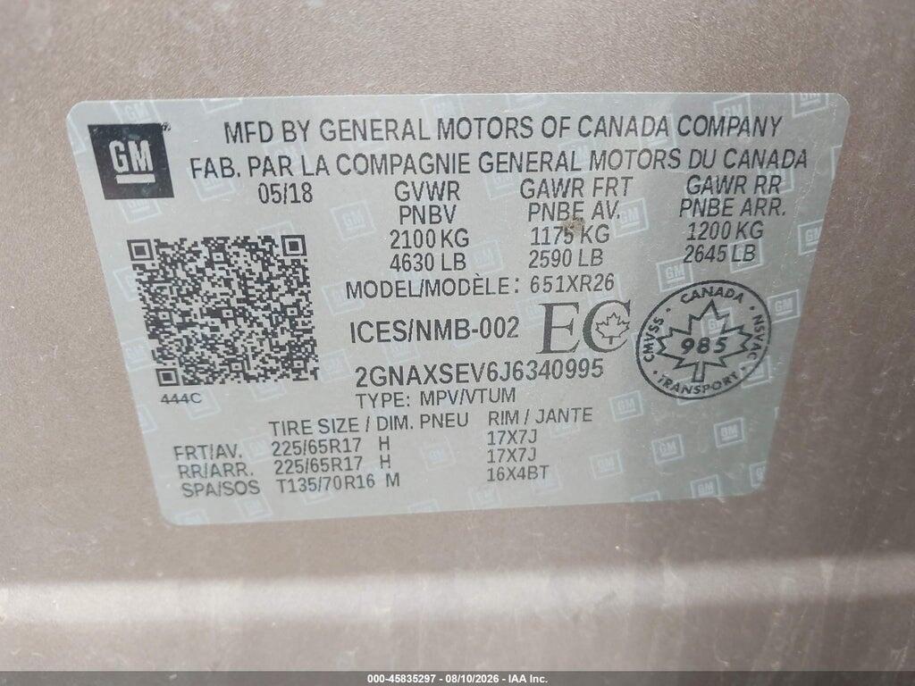 2GNAXSEV6J6340995 2018 CHEVROLET EQUINOX photo no. 9
