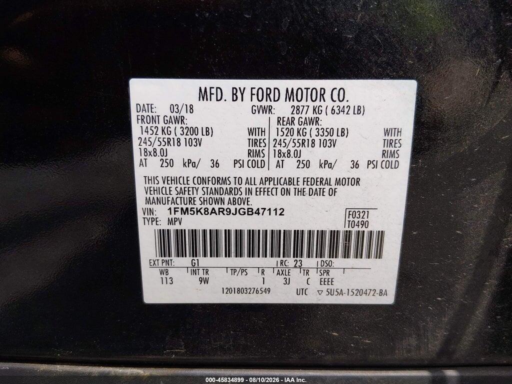 1FM5K8AR9JGB47112 2018 FORD POLICE INTERCEPTOR UTILITY photo no. 9