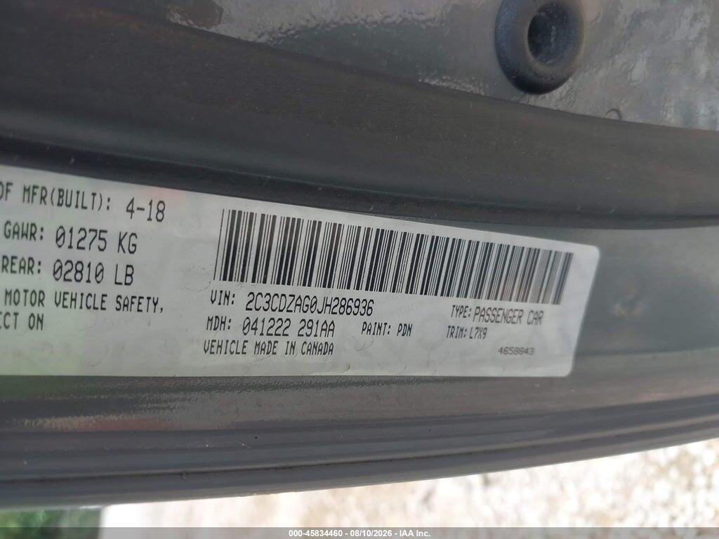 2C3CDZAG0JH286936 2018 DODGE CHALLENGER photo no. 9