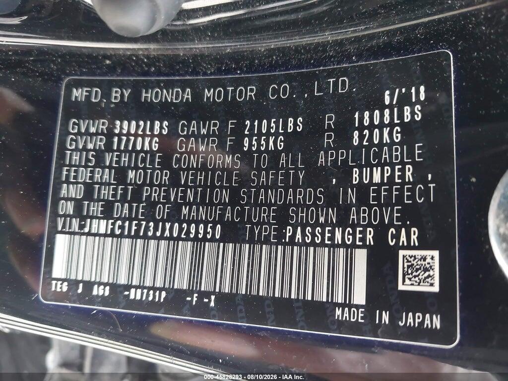 JHMFC1F73JX029950 2018 HONDA CIVIC photo no. 9