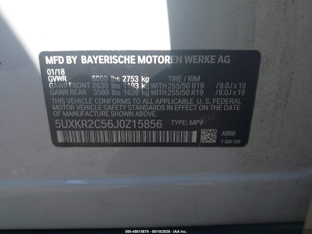5UXKR2C56J0Z15856 2018 BMW X5 photo no. 9