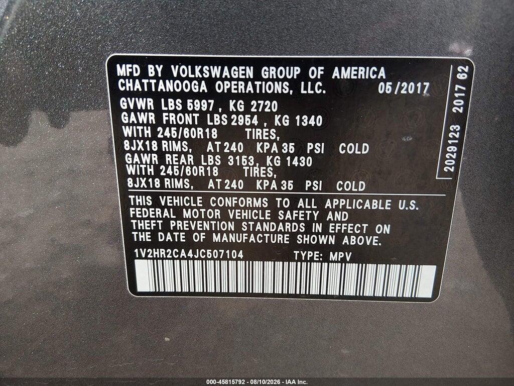1V2HR2CA4JC507104 2018 VOLKSWAGEN ATLAS photo no. 9