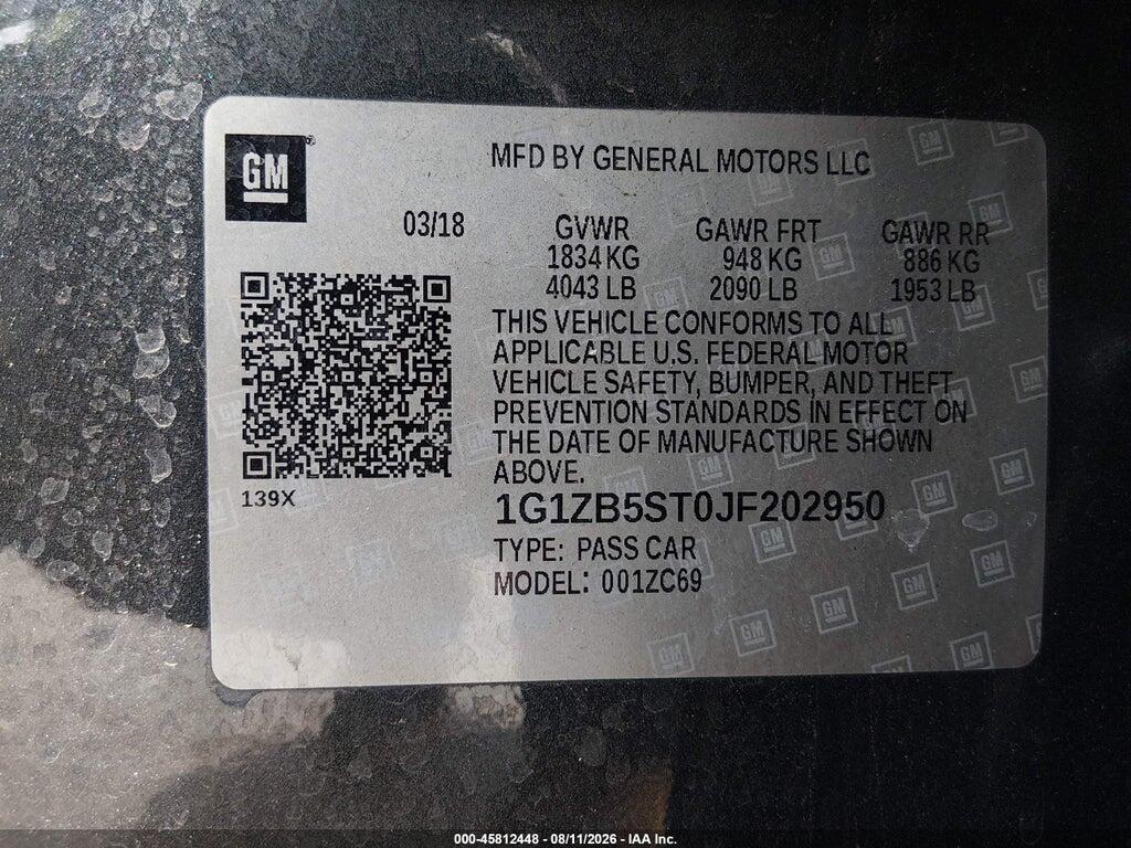 1G1ZB5ST0JF202950 2018 CHEVROLET MALIBU photo no. 9