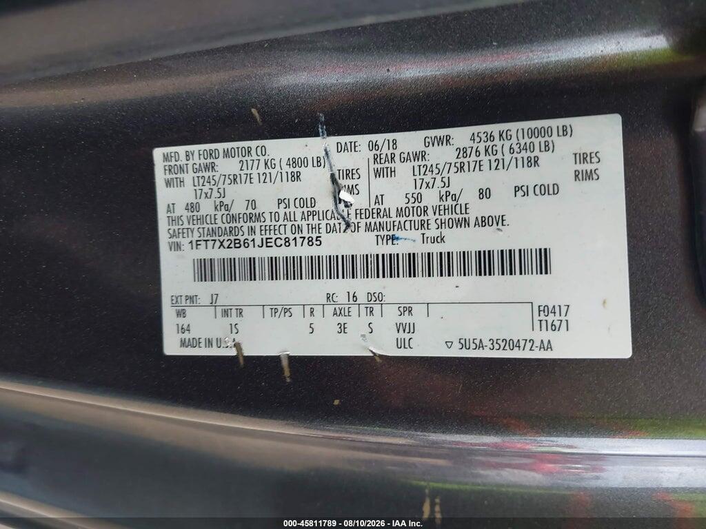 1FT7X2B61JEC81785 2018 FORD F-250 photo no. 9