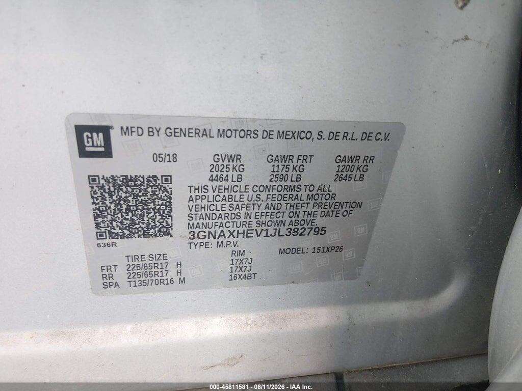 3GNAXHEV1JL382795 2018 CHEVROLET EQUINOX photo no. 9