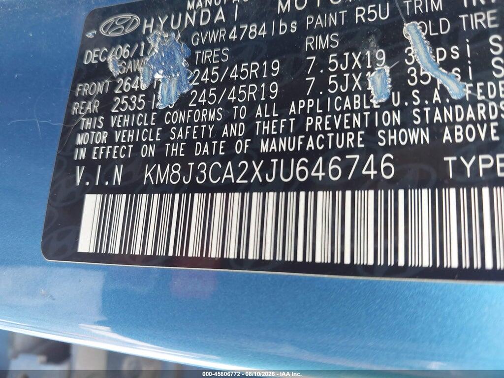 KM8J3CA2XJU646746 2018 HYUNDAI TUCSON photo no. 9