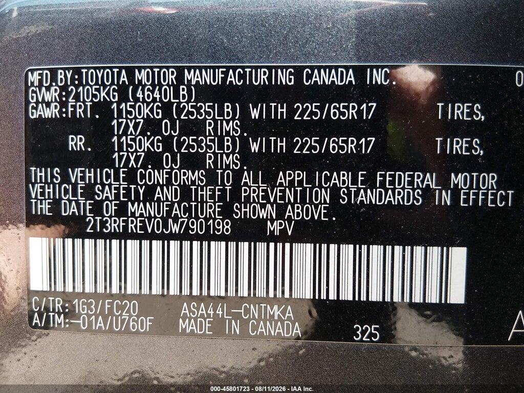 2T3RFREV0JW790198 2018 TOYOTA RAV4 photo no. 9