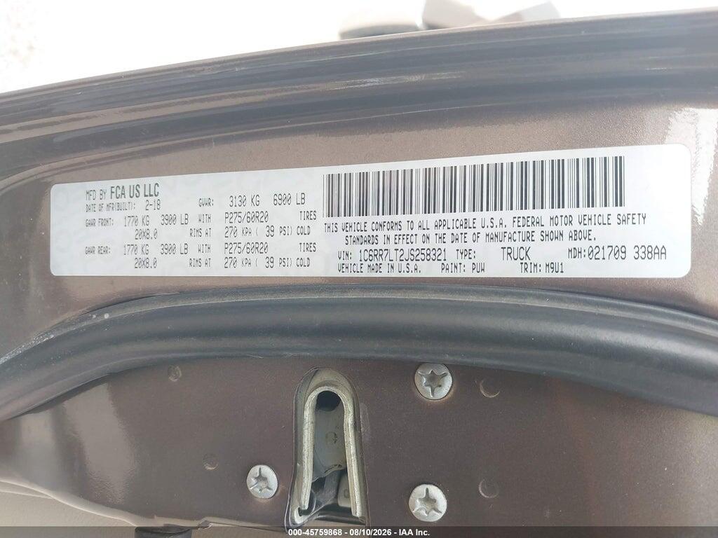 1C6RR7LT2JS258321 2018 RAM 1500 photo no. 9