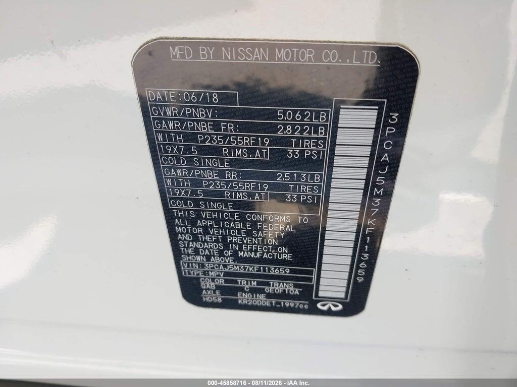 3PCAJ5M37KF113659 2019 INFINITI QX50 photo no. 9