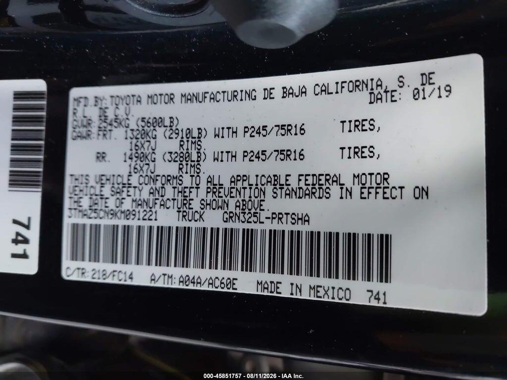 3TMAZ5CN9KM091221 2019 TOYOTA TACOMA photo no. 9