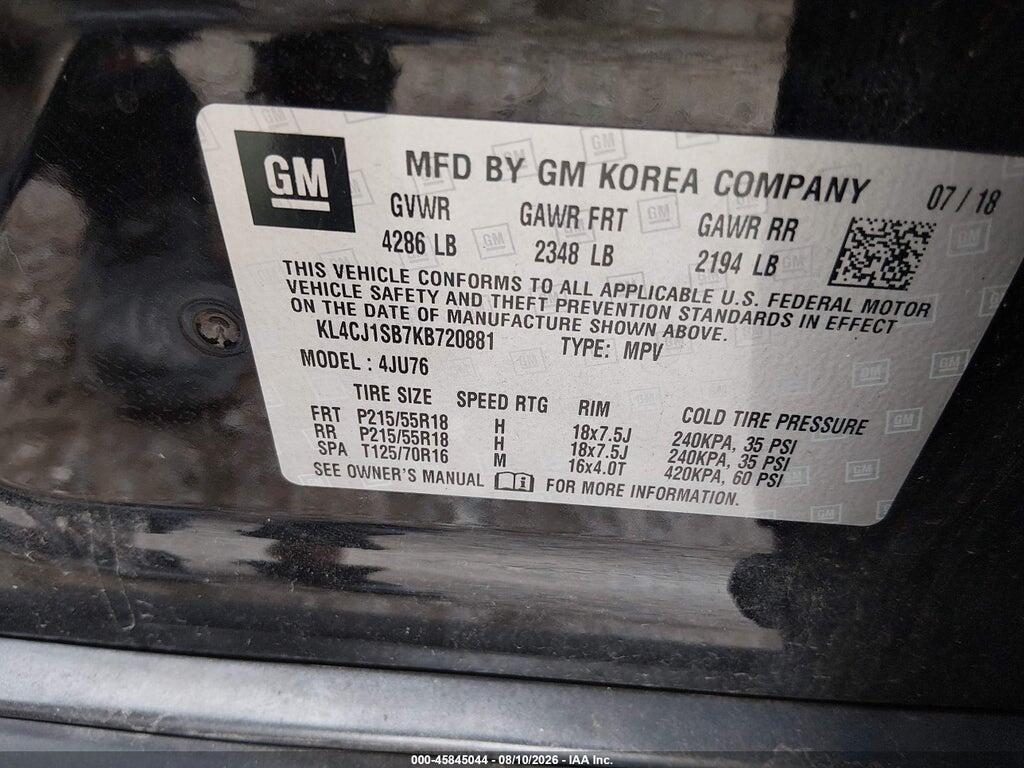 KL4CJ1SB7KB720881 2019 BUICK ENCORE photo no. 9