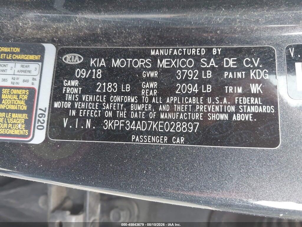 3KPF34AD7KE028897 2019 KIA FORTE photo no. 9