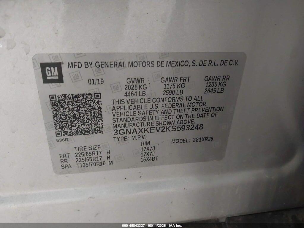3GNAXKEV2KS593248 2019 CHEVROLET EQUINOX photo no. 9