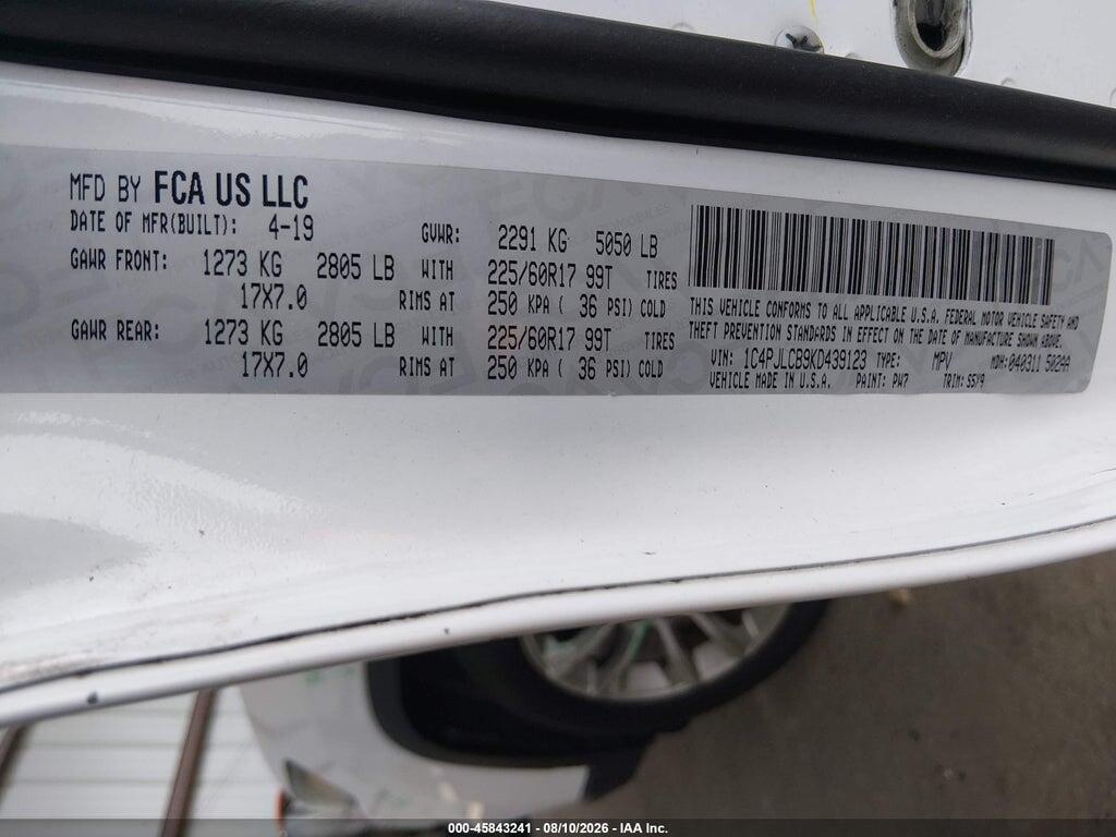 1C4PJLCB9KD439123 2019 JEEP CHEROKEE photo no. 9