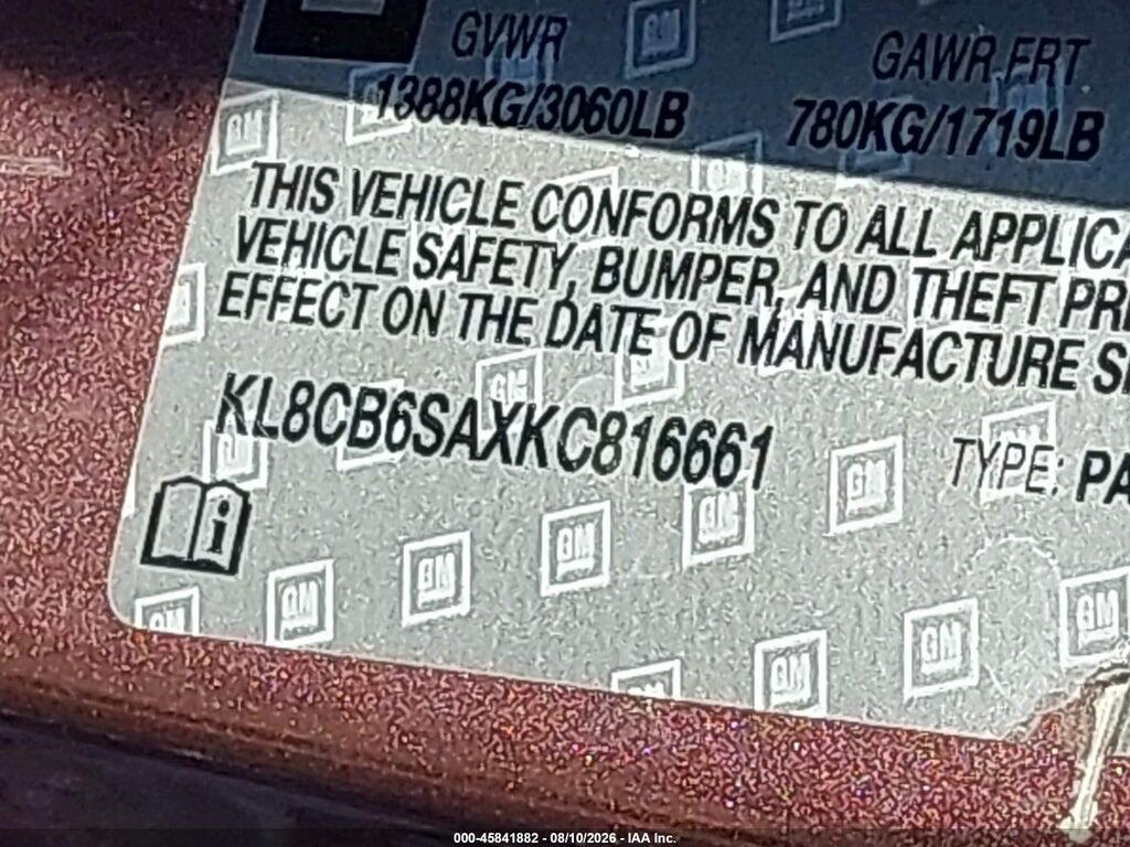KL8CB6SAXKC816661 2019 CHEVROLET SPARK photo no. 9