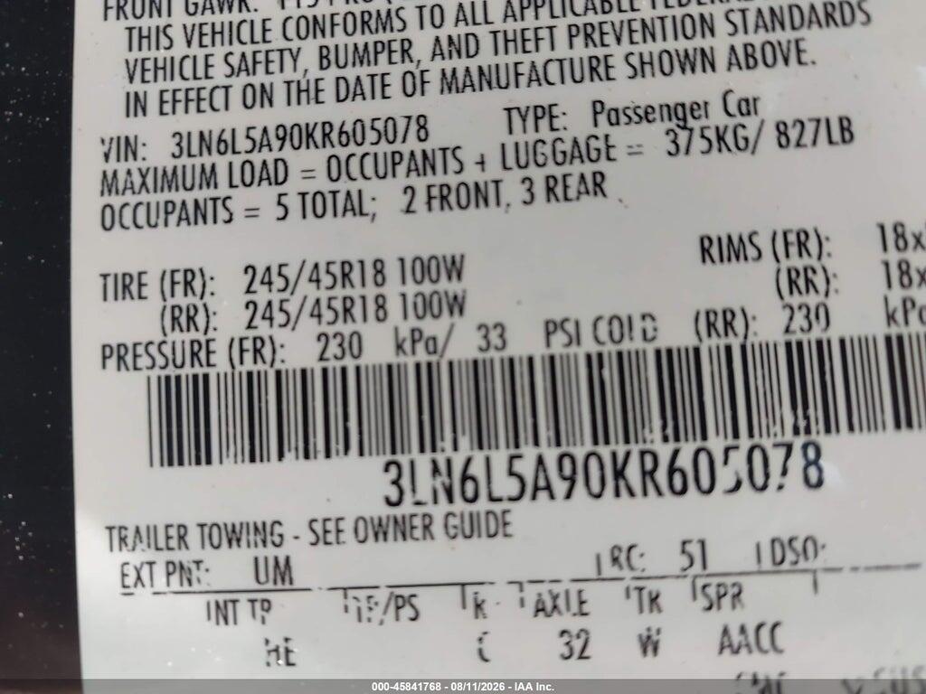 3LN6L5A90KR605078 2019 LINCOLN MKZ photo no. 9