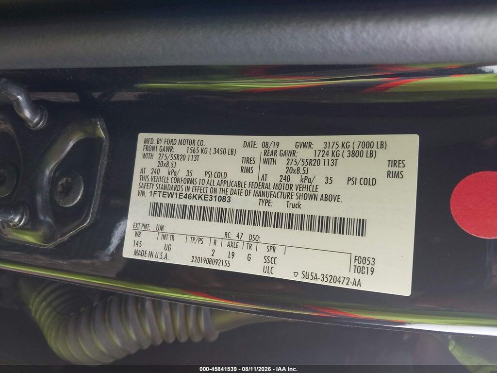 1FTEW1E46KKE31083 2019 FORD F-150 photo no. 9