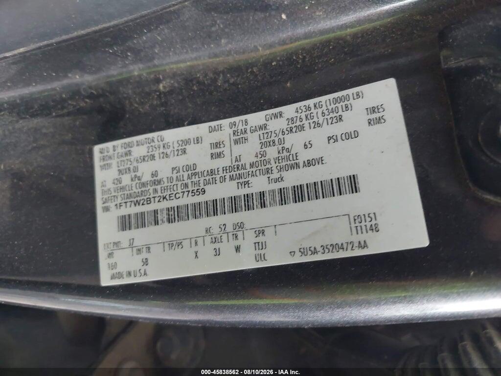 1FT7W2BT2KEC77559 2019 FORD F-250 photo no. 9