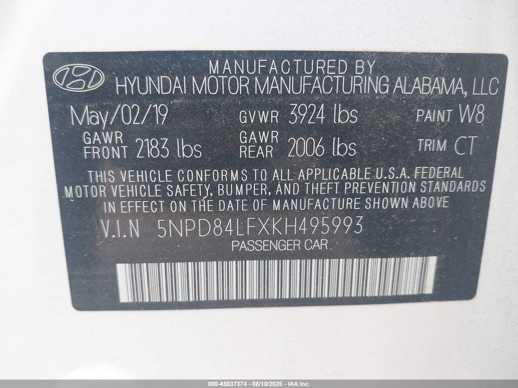 5NPD84LFXKH495993 2019 HYUNDAI ELANTRA photo no. 9