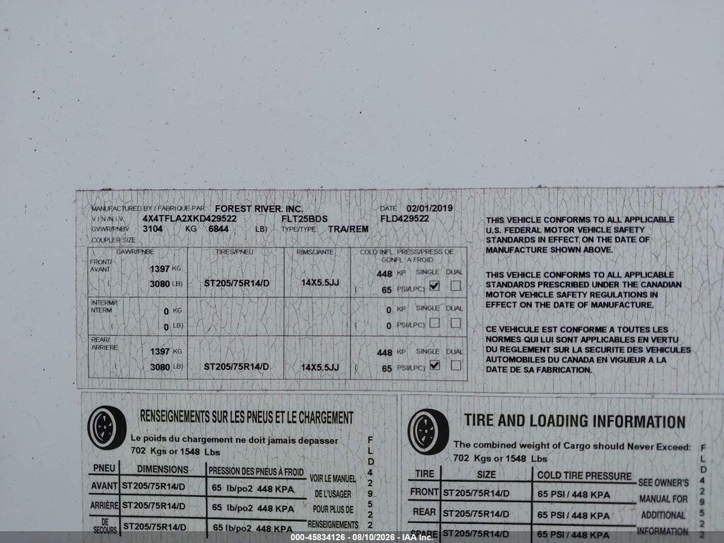 4X4TFLA2XKD429522 2019 FOREST RIVER FLAGSTAFF MICRO LITE photo no. 9